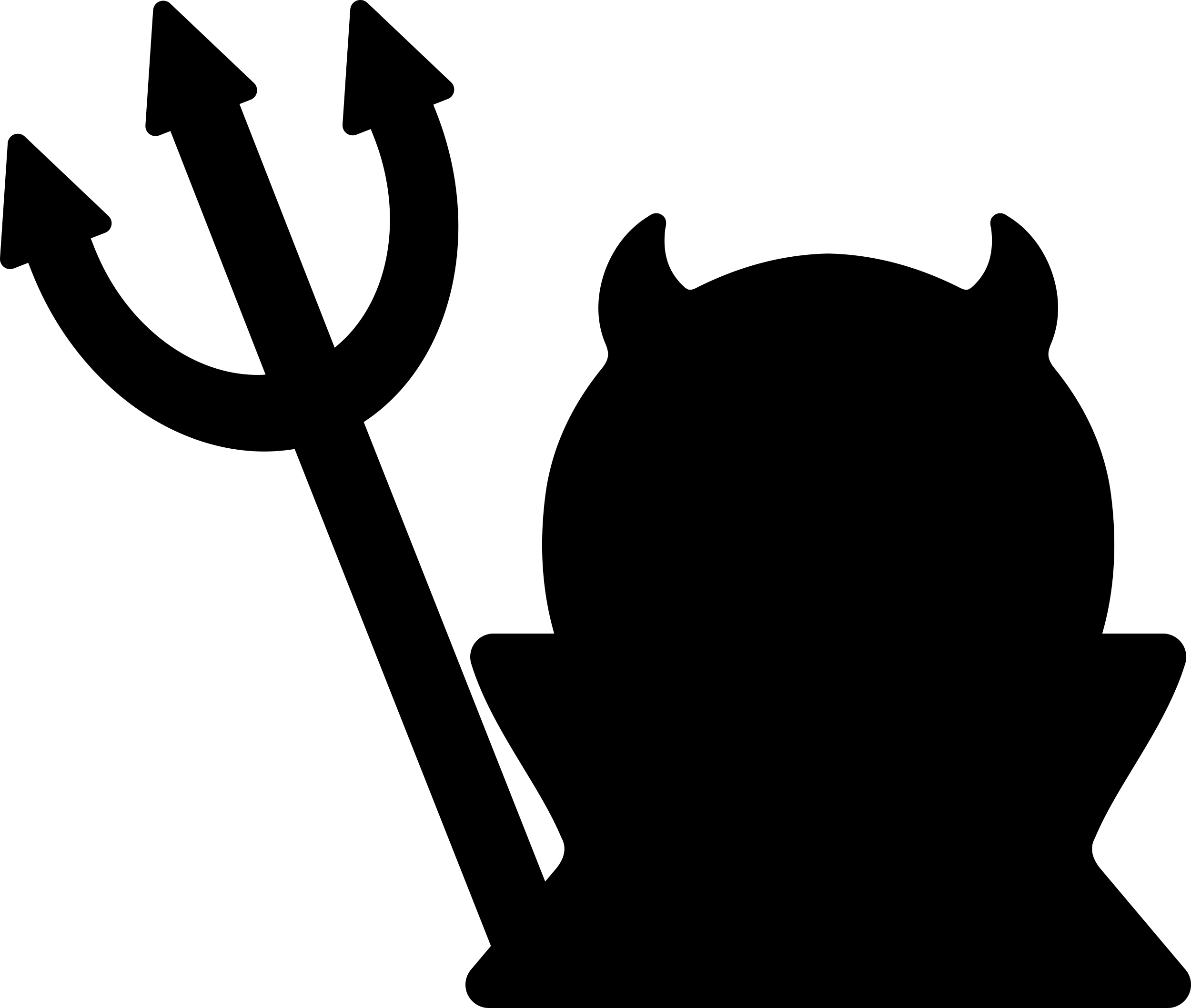 Halloween Devil With Trident Line Art Svg Vector Free Vectors